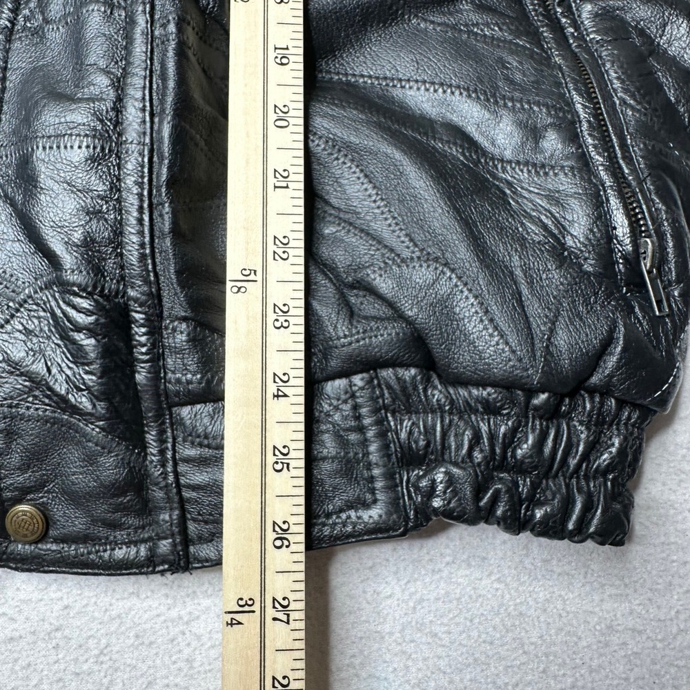 Flight Path Mens Black Leather Patchwork Bomber J… - image 10